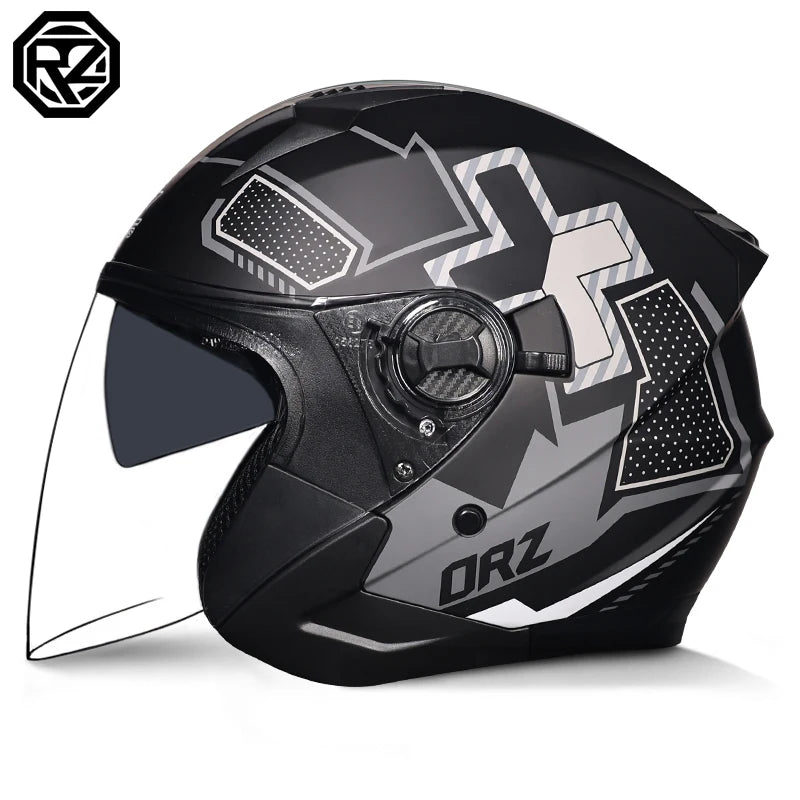 ORZ-705 Latest High Quality Motorcycle Helmet Half Covering Dual Lens Cascos para Motos Male Female Couple Capacetes de Moto