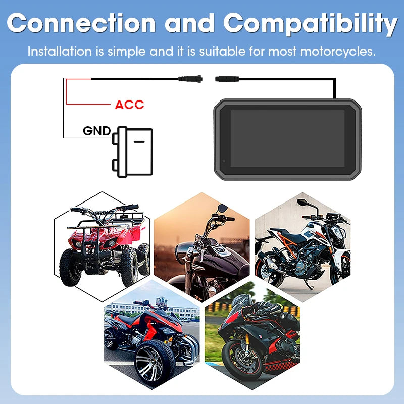 6.25 Inch Portable Quick Disassembly Motorcycle Carplay Android Auto GPS for Moto Navigation IP67 Waterproof IPS Display TPMS