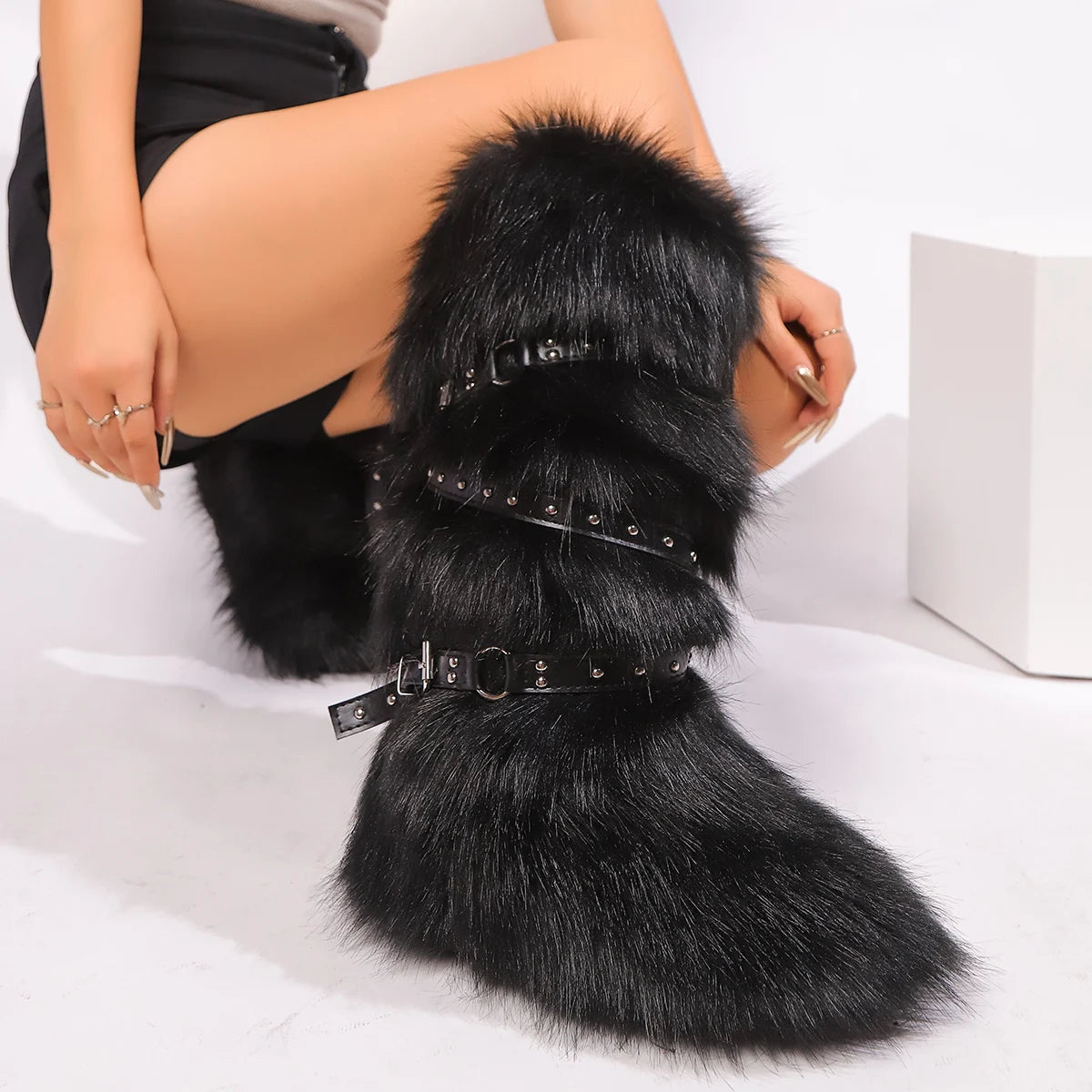 Y2K Fury Snow Boots 2024 New Winter 50cm High Helper Sleeve Fury Boots for Warm and Spicy Girls Fashion Snow Boots for Women