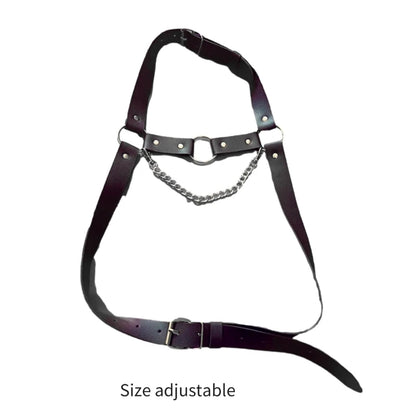 Man Leather Punk Chest Straps Harness Belt Carnivals Dance Costume