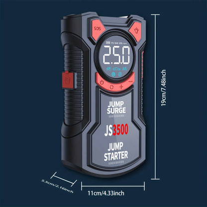 5-in-1 Multifunctional Air Pump Jump Starter with Air Compressor 3000A Peak/150PSI Battery Jump Starter Digital Tire Inflator