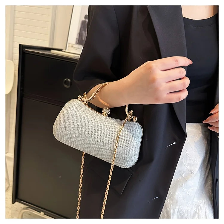 Shiny Mini Evening Bag Rhinestone Decor Chain Purse Luxury Glitter Banquet Handbag Perfect for Party Wedding Prom Dinner Banquet