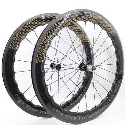 Newest 700C Road Bike UD Full Carbon Fibre wheelset Carbon Bicycle Wheelset clincher tubeless rims 65mm wave 25mm width V brake