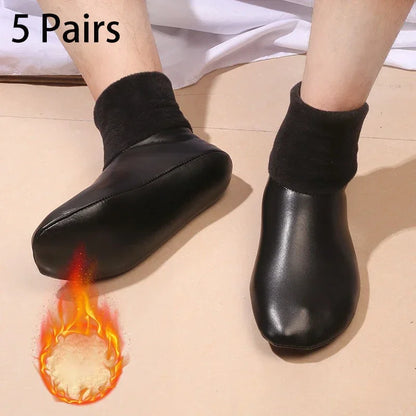 1/3/5Pairs High Elasticity Balck New Muslim Prayer Wear Socks High Quality PU Warm Leather Unisex General Floor Carpet Sock