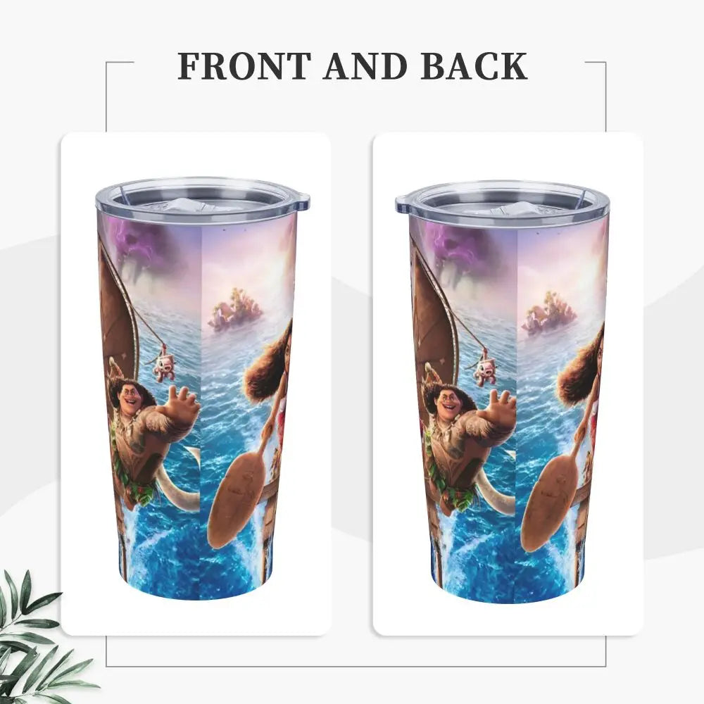 Moana and Pua Cartoon Movie Insulated Tumbler with Straws Stainless Steel Coffee Mugs Double Wall Car Bottle Cups 20oz