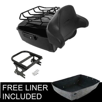 Motorcycle King Trunk Luggage Backrest 2 Up Mount Rack For Harley Touring Road King Electra Glide 1997-2008