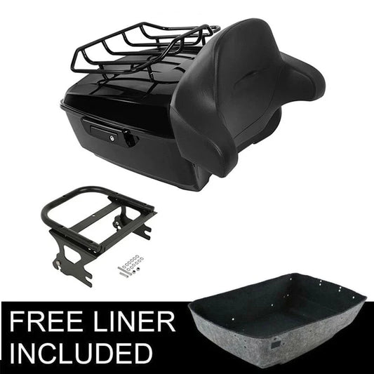 Motorcycle King Trunk Luggage Backrest 2 Up Mount Rack For Harley Touring Road King Electra Glide 1997-2008