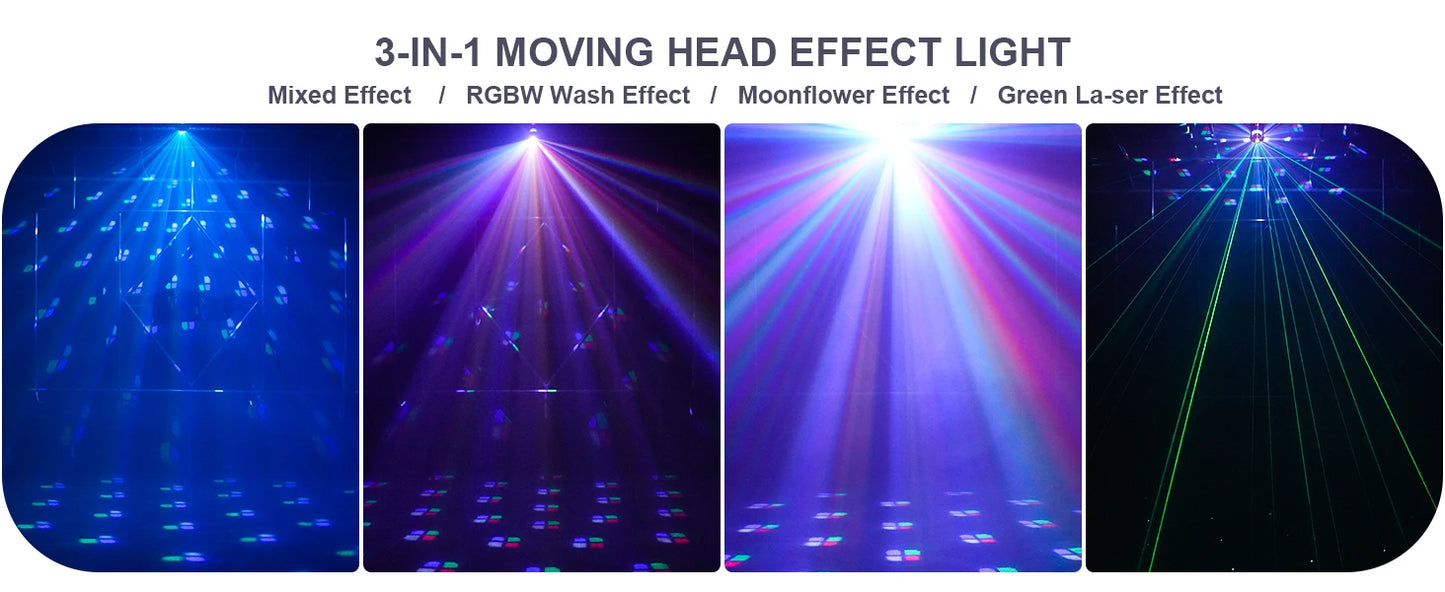 DayFlicker 30W Double-sided RGBW 4 in 1 Lamp Beads Mini Moving Head Light DMX512 Voice Control 15 CH For DJ KTV Party Banquet