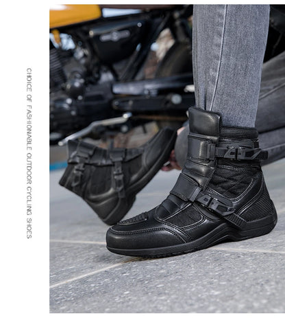Man Motorcycle Boots New Breathable Anti-fall Rider Road Racing Motorcycle Shoes Microfiber Leather Men's Motos Protection Boot
