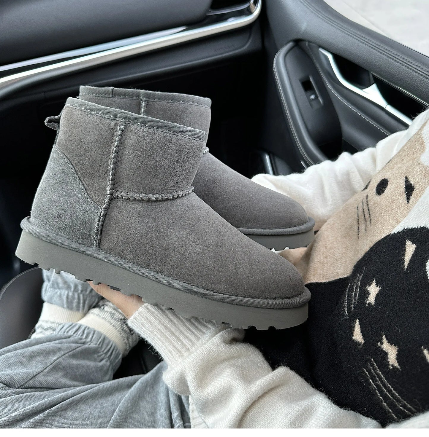 Men's and women's sheepskin and wool integrated snow boots, real leather and fur, winter thick and warm boots for women