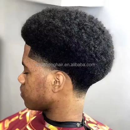 Afro Toupee for Men Undetectable Full Lace Toupee Wig Male Hair Prosthesis 6" System Unit Afro Curly Wig