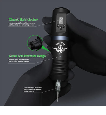 Portable Tattoo Machine Kit With 1600mAh Lithium Battery Power Digital LED Display Power Wireless Tattoo Machine Pen Set