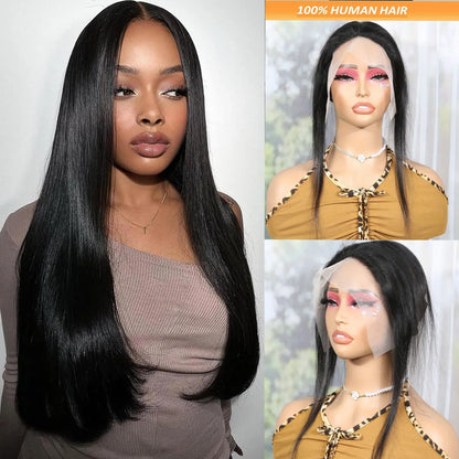 Straight Virgin Hair T13x6 Lace Front Wig Cap with Adjustable Straps,  Natural Hairline Transparent Lace Frontal Only Wig Cap