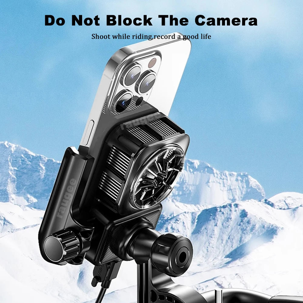 Motorcycle Cooling Phone Holder Mobile Phone Bracket 360° Rotation Shock-Resistant Navigation Cycling Cooling Stand Holder