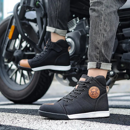 Motorcycle Shoes Men Riding Boots Casual Flat Shoes Anti-collision Toe Heel Protection Outdoor Cycling Motobike Sports Sneakers