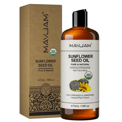 USDA Organic Coconut Oil for Skin Face Hair Cold-Pressed Sweet Almond Moroccan Argan Sunflower Seed Oil for Massage Moisturize