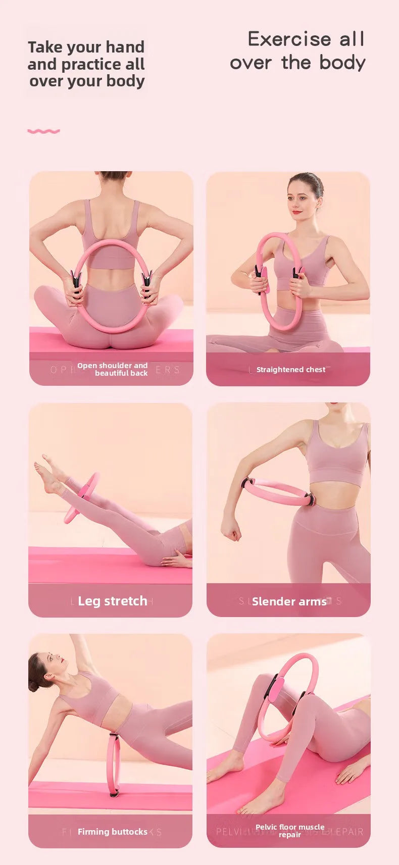 1Pcs 38CM Yoga Pilates Ring with Anti Slip Handle yoga Sports Resistance Circle for Women Home Fitness Muscle Training Equipment