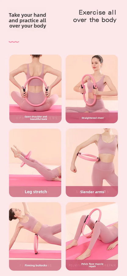 1Pcs 38CM Yoga Pilates Ring with Anti Slip Handle yoga Sports Resistance Circle for Women Home Fitness Muscle Training Equipment