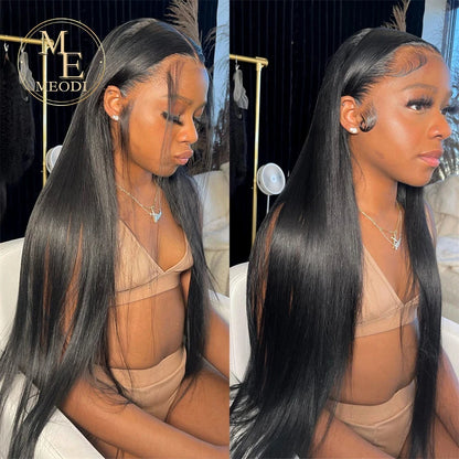40 50 Inch 13x6 Bone Straight HD Transparent Lace Frontal Wig 250 Density Lace Front Human Hair Wigs 360 Full Lace Wig For Women