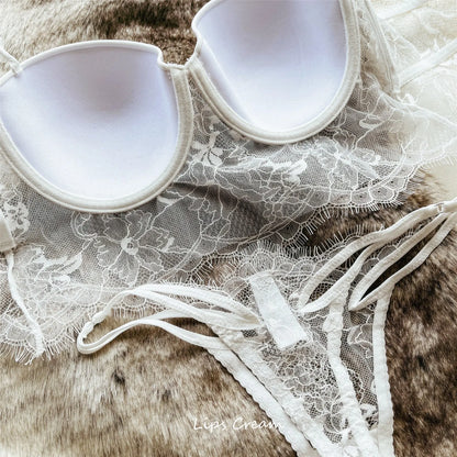 Women Lace Push Up Bra Wireless Thin Cotton Underwire Shaping Bras Anti Sagging Bralette 2 Piece Panty Set Sexy Lingerie S-XL