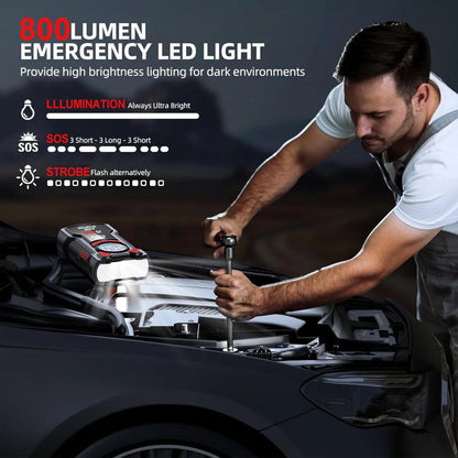 Car Jump Starter Air Compressor With Power Bank Portable Electric Pump Auto Battery Booster 12V Jump Box With Flashlight
