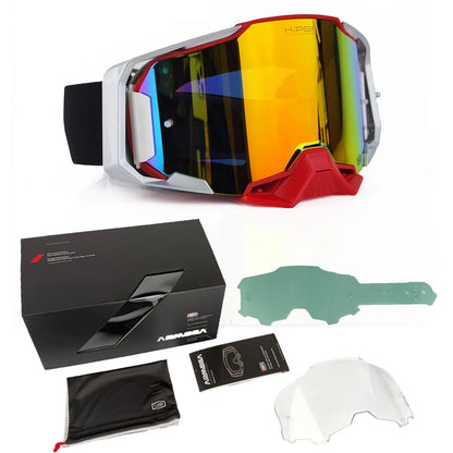 Professional Sports Goggles Windproof Dustproof Anti Fog for Motorcycle Cycling Skiing OTG Over The Glasses UV Protection Lens