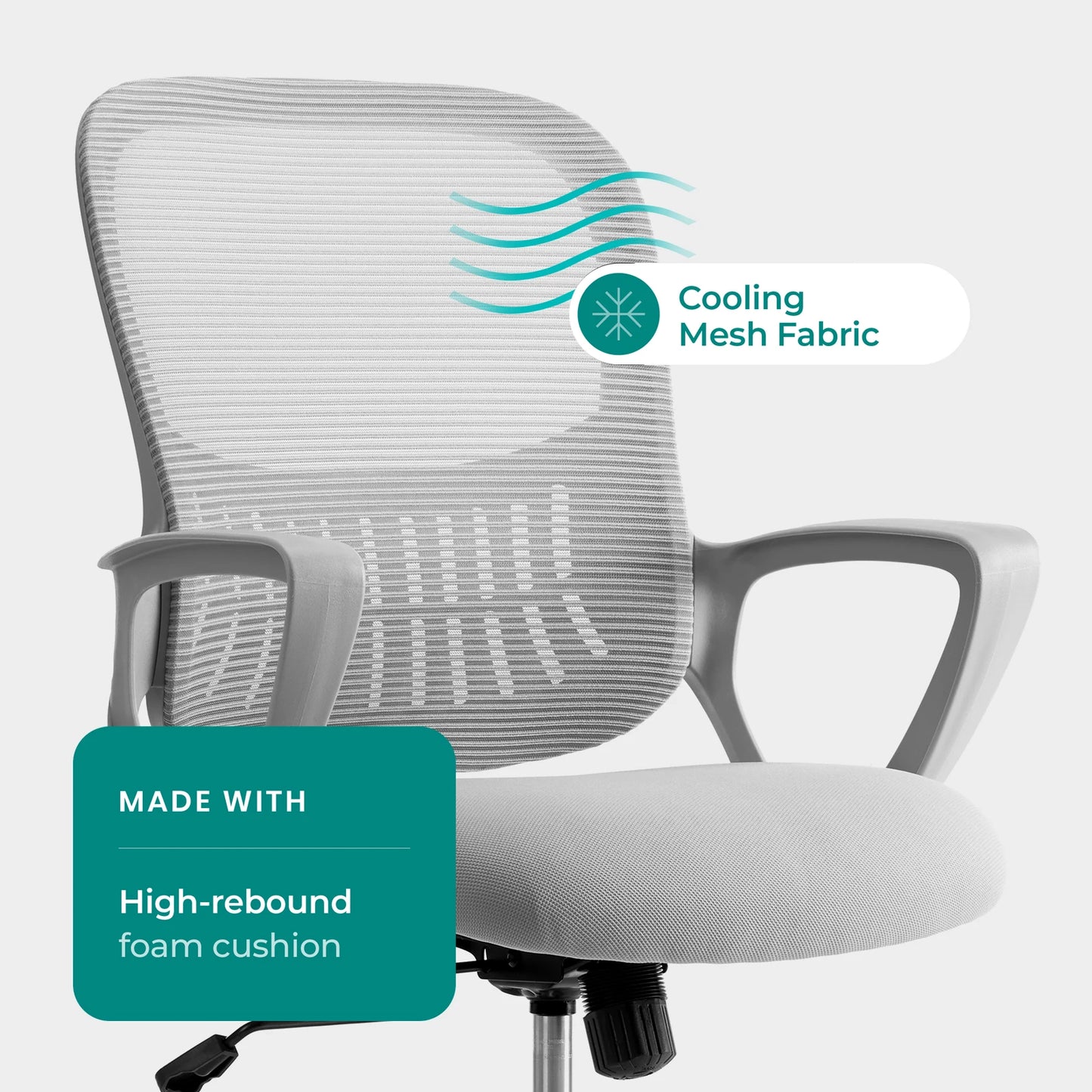 MCQ Fixed Armrest Gaming Office Chair Ergonomic Adjustable Height and 360° Rotating Roller omfortable Lumbar Support For Office
