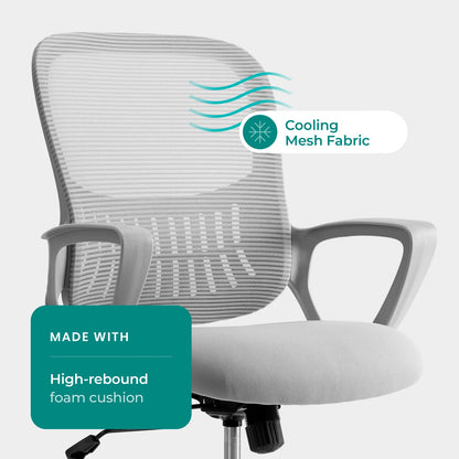 MCQ Fixed Armrest Gaming Office Chair Ergonomic Adjustable Height and 360° Rotating Roller omfortable Lumbar Support For Office