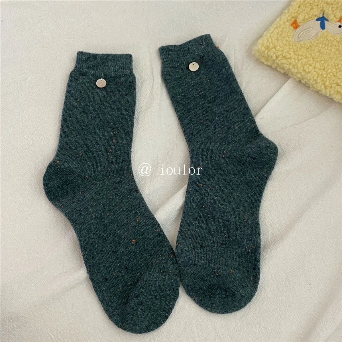 SP&CITY Colored Dotted Sheep Woolen Socks Women's Winter Warm Keeping Middle Tube Socks Casual Thick Korean Fashion Stockings