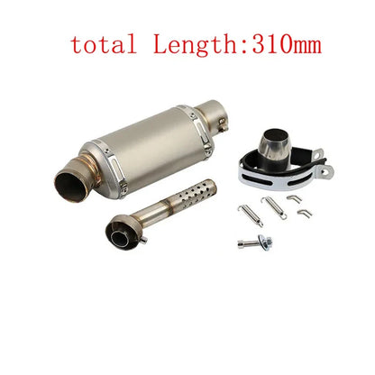 Stainless Steel 51mm Universal Motorcycle Exhaust Muffler Escape 310 370 440 mm Pipe 100cc-1000cc ATV GP Scooter For fz6 pcx125