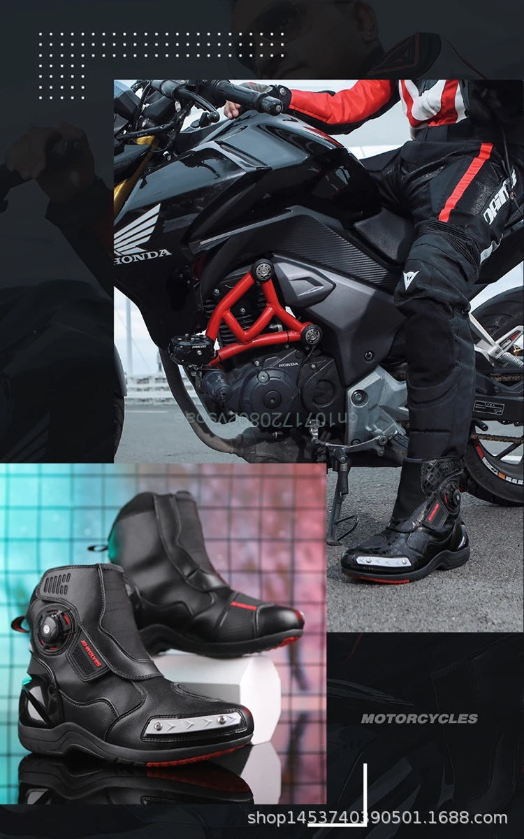 Motorcycle Riding Boots Summer New Anti-fall Casual Cycling Shoes Men's Outdoor High-top Cross-country Race Motorcycle Shoes