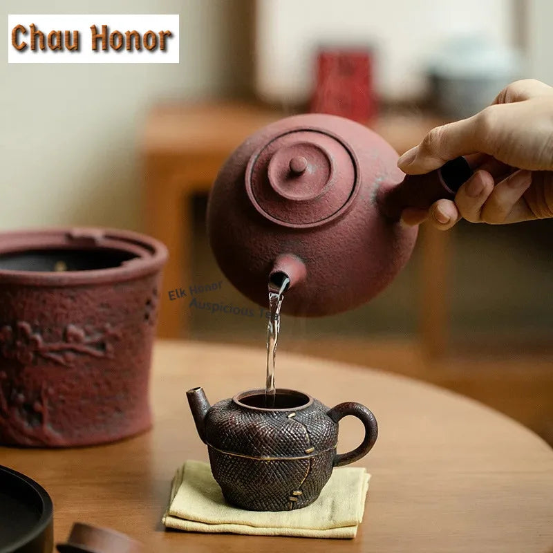 Antique Dunhuang Charcoal Tea Fire Stove Japanese Coarse Pottery Cooking Teapot Water Boiling Pottery Kettle Fire Warmer Wine