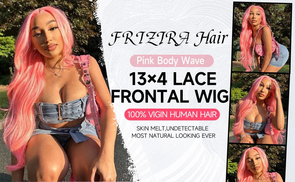 30 32 Inch Pink Body Wave Human Hair Wigs 13x6 HD Lace Frontal Wig 613 Colored Wig Human Hair Brazilian Human Hair Wigs