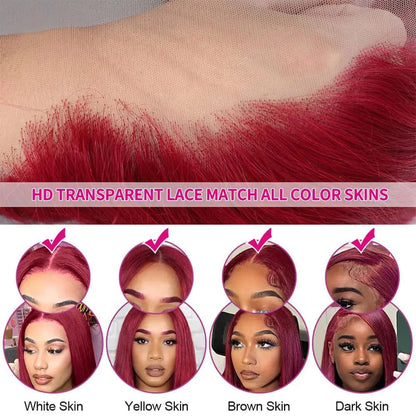 Body Wave Burgundy 99J Red Colored Human Hair Wigs 13x6 HD Lace Frontal Wig 99J Red 13x4 HD Lace Front Wig 100% Human Hair Wigs