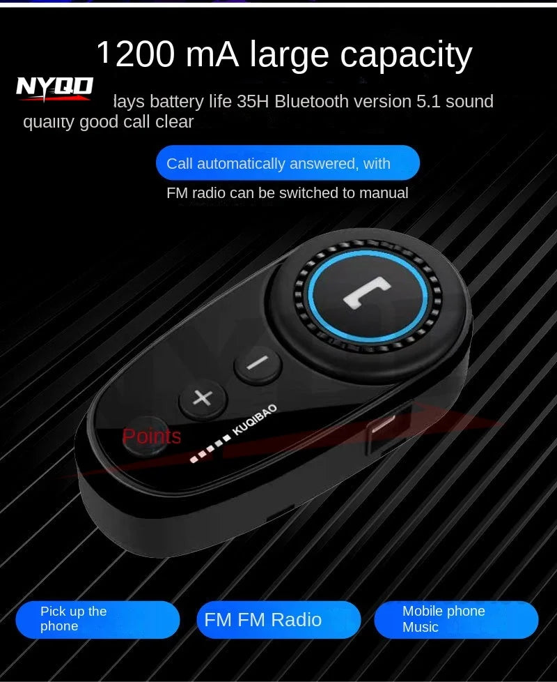KUQIBAO motorcycle bluetooth helmet double lens uncovered motorcycle helmet with FM large capacity 1200mAh flip helmet