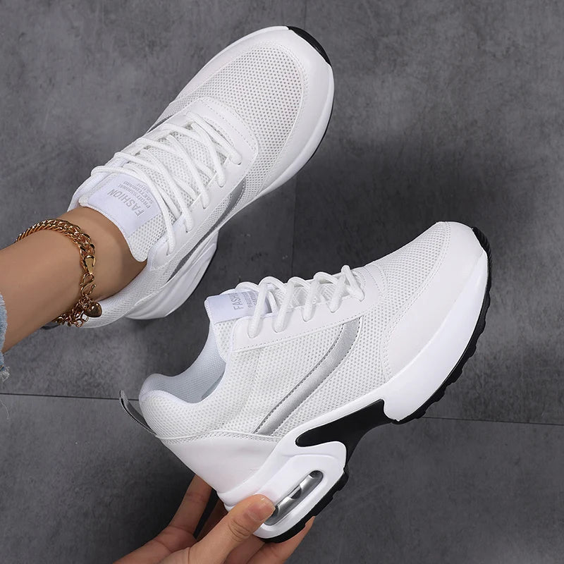 Fashion Women's Platform Shoes Invisible Height-increasing Casual Shoes Ladies Breathable Air-cushion Walking Traveling Shoes