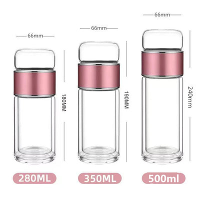 High Borosilicate Glass Tea Water Bottle Double Layer Infuser Tumbler with Tea Filter Drinkware Water Cup for Brewing Bottle