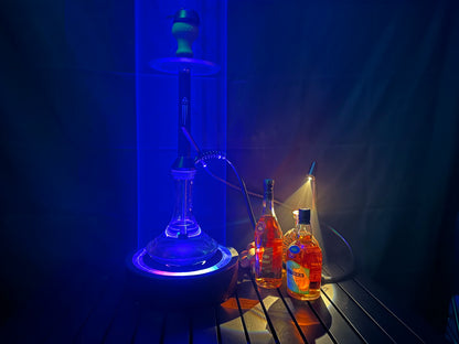 LED Smoking Table Lamp with Laser Light & Charging Base for Hookah Portable Neon Smoke Glow Lamp for Bar Party Laser Effects