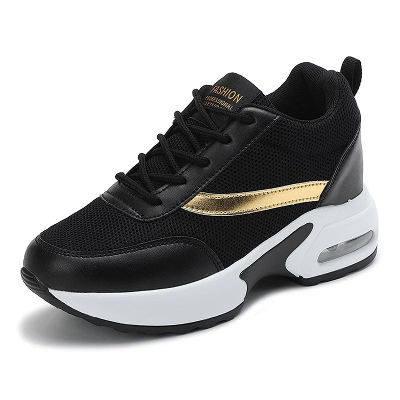 Fashion Women's Platform Shoes Invisible Height-increasing Casual Shoes Ladies Breathable Air-cushion Walking Traveling Shoes
