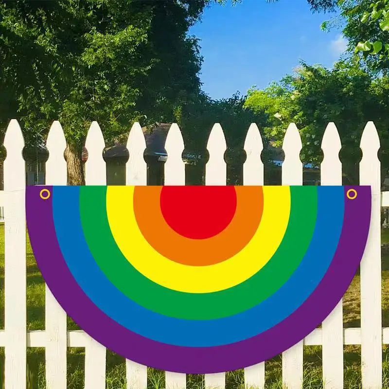 45*90cm Rainbow Flag Fan Shaped Gay  Semicircle LGBT Pride Lesbian Bisexual Transgender Pansexual Asexual Banner