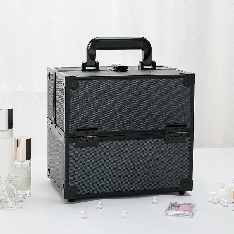 Large Capacity Three-Layer Aluminum Alloy Makeup Artist Tool Box Tattoo Cosmetics Nail Art Storage Box Beauty Pure Color Metal S
