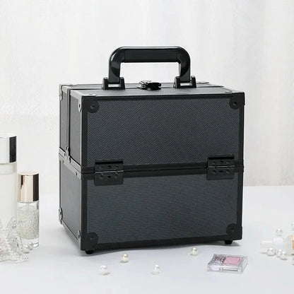 Large Capacity Three-Layer Aluminum Alloy Makeup Artist Tool Box Tattoo Cosmetics Nail Art Storage Box Beauty Pure Color Metal S