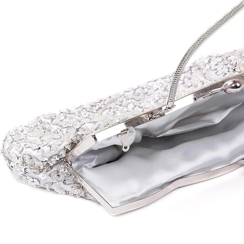 Fashion Retro Women Evening Bags Beaded Ladies Clutch Purse Shoulder Chain Wedding Party Women's Handbag Purses and Handbags