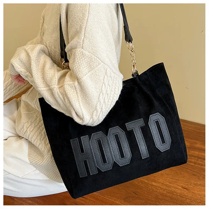 Solid Color Shoulder Bag, Trendy Letters Tote Bag, Canvas Campus Handbag for Women, Office,College,Work,Travel Hand Bags Bolsa