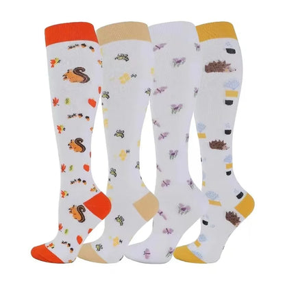 4 Pairs of Compression Socks Men Women Medical Varicose Veins Nursing Socks For Outdoor Running Pregnant Sports Socks