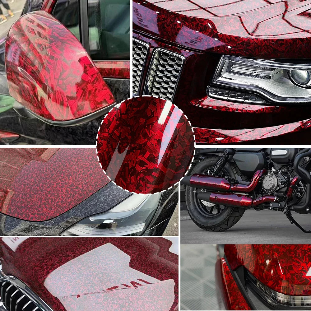 Carbon Fiber Vinyl Wrap Glossy Red Car Stickers Motorcycle Waterproof Vinyl Auto Tuning Self Adhesive Film for Cars Accessories