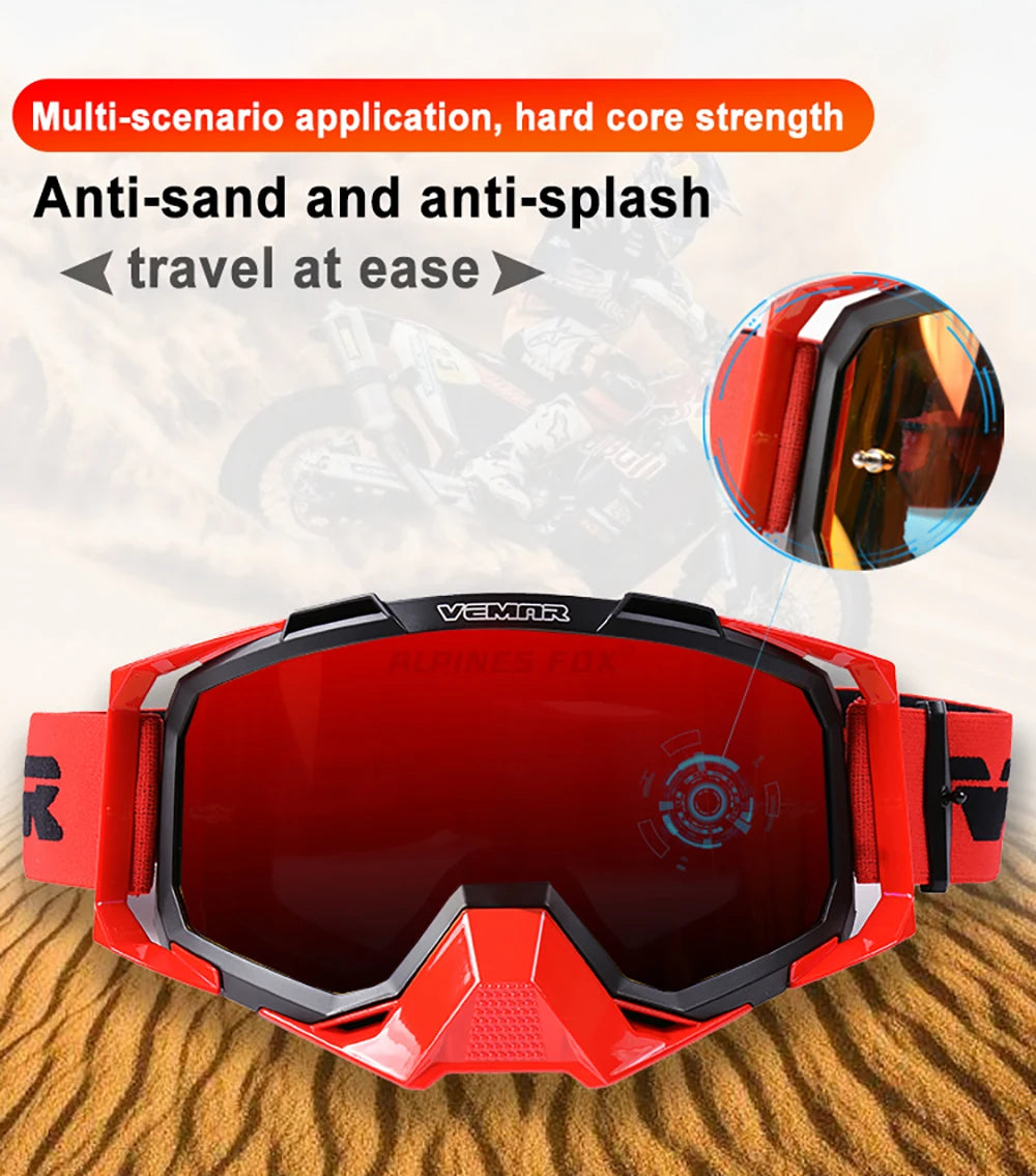 VEMAR Motorcycle Goggles Men Dustproof Motocross Helmet Glasses Skiing Gafas MTB ATV Dirt Bike Moto Sunglasses Outdoor Riding
