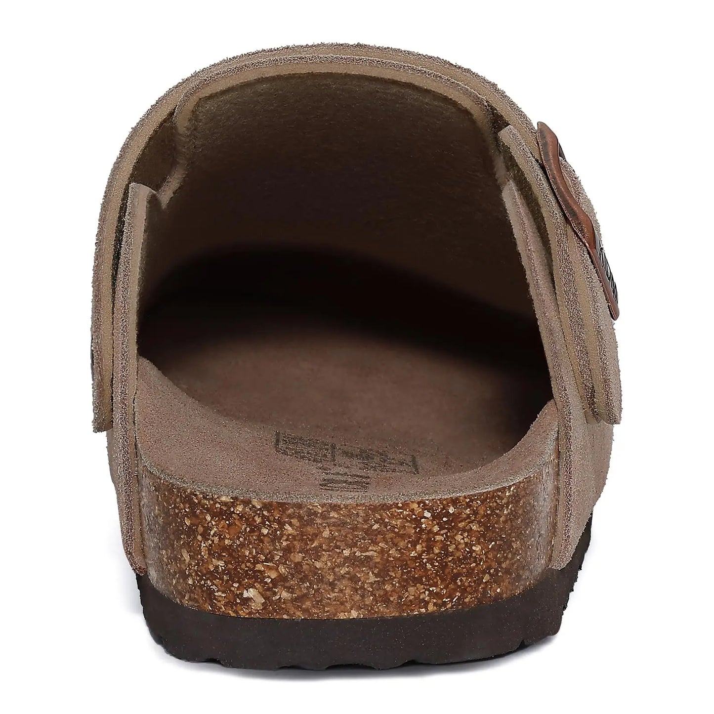Crestar Women's Suede Clogs Lady Fashion Buckle Leather Mules Comfort Cork Footbed Potato Shoes with Arch Support Beach Sandal