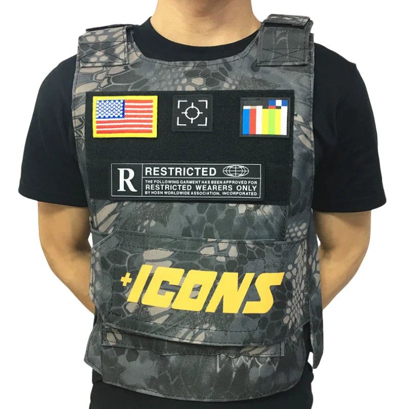 Hot Selling ICONS Oxford Casual Street Vest Sleeveless Men Multifunctional Singlet Adjustable Tactical Vest For Fishing Training