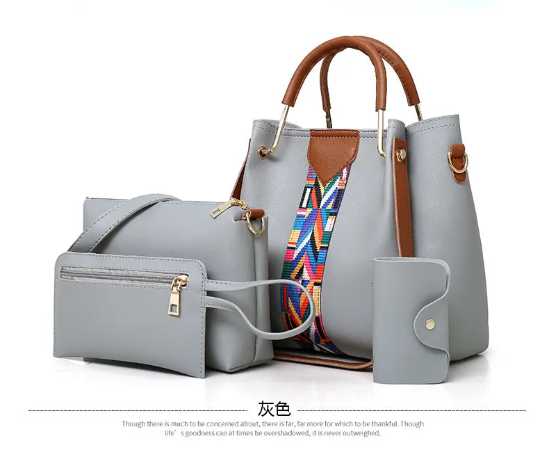 Fashionable Women's Shoulder Bag Hot Sale Of The Season New Style Mother-Child Multi-piece Set Colorful Ribbon Ladies Handbag Si